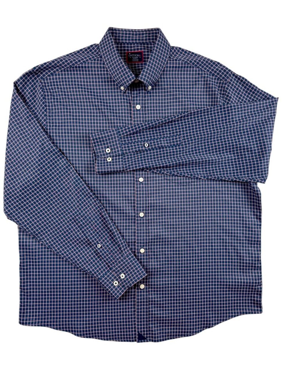 UNTUCKit XL Blue Salice Relaxed Fit Long Sleeve Button Down Tattersall Shirt - Picture 2 of 16